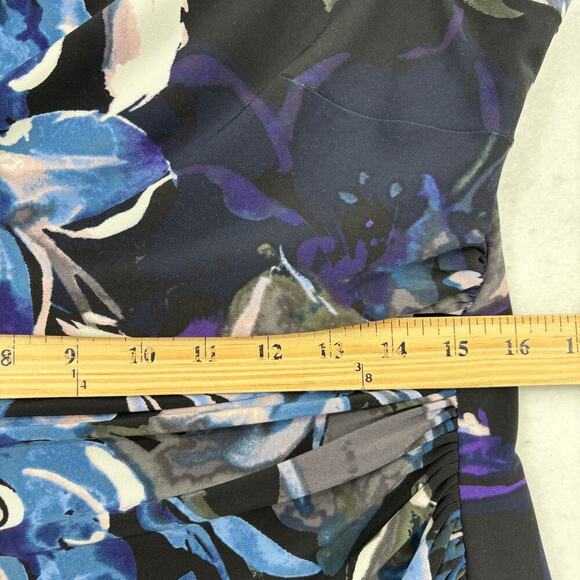 Ralph Lauren Sheath Dress Size 10 Black Blue Floral Stretch Sleeveless Lined LRL - Picture 8 of 11